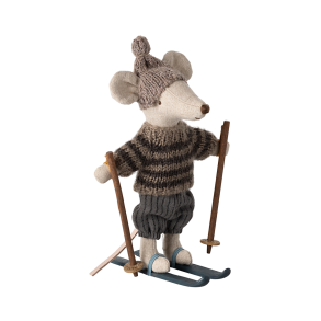 Maileg Vintermus med ski, Storebror - Gr