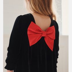 Konges Sljd black Gia dress  Bld velourkjole med dekorativ sljfe