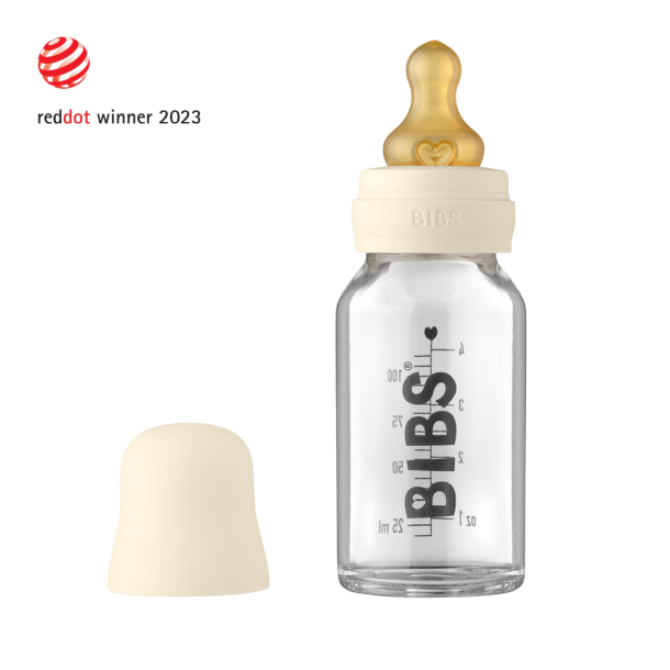 Bibs Baby Glass Bottle Complete Set 110ml - Ivory
