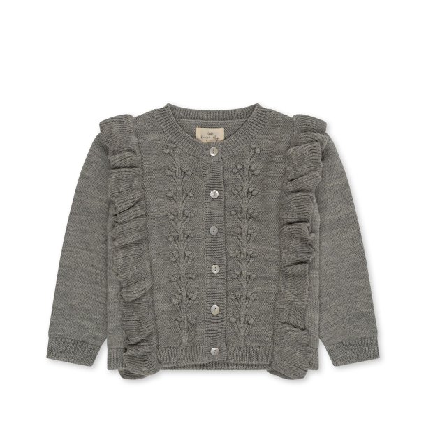 Konges Sljd fiol cardigan med flser - grey melange